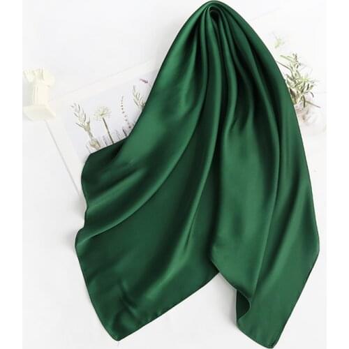 70cm*70cm Headband Neck Scarf For Women Small Shawls Cute Handkerchief Bandana Head Scarfs Female Black White Green Solid Colors