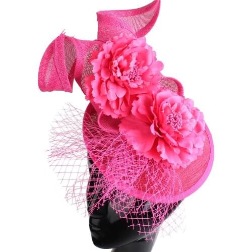 Imitation Sinmay Fascinator Hat Bridal Wedding Party Formal Headwear With Charming Flowers Ladies Mesh Vintage Millinery Cap