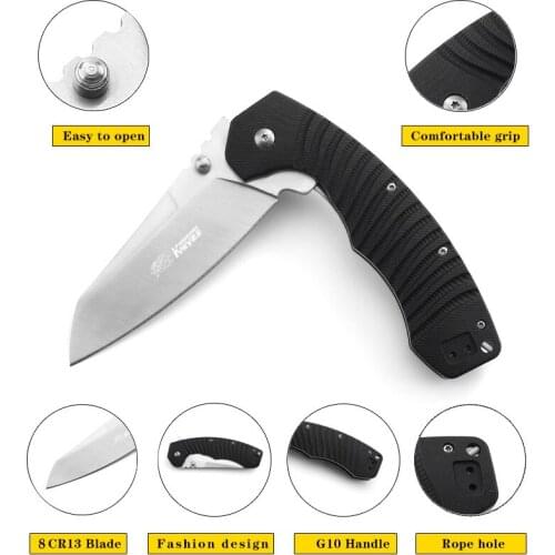 Folding Knife Tactical Knives Hunting Edc Multi 8Cr13 Outdoor G10 Knife for Self-Defense Survival Climbing Riding Camping