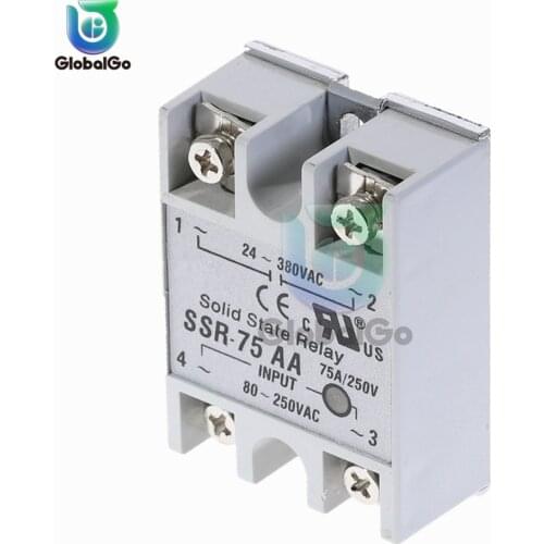 SSR-75AA AC Control AC SSR Single Phase Solid State Relay Plastic Front Cover 75AA SSR Aluminum Heat Sink Radiator