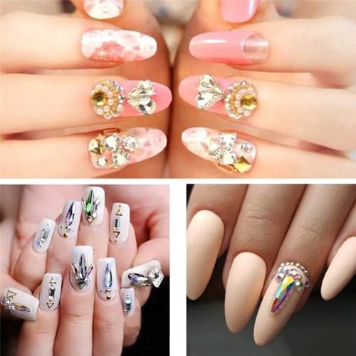 Super Shining Diamond Rhinestone Pearl Shell Nail Design Alloy Drill DIY Nail Art Jewelry Decorations In Wheel 9 Styles