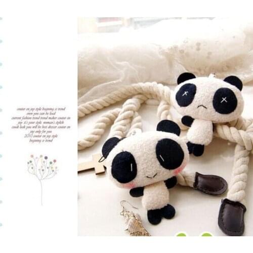 Super Kawaii 8CM Lover Panda Small Plush Stuffed Toy Doll Pendant Key Chain Doll Bouquet Plush Doll Toy B0840