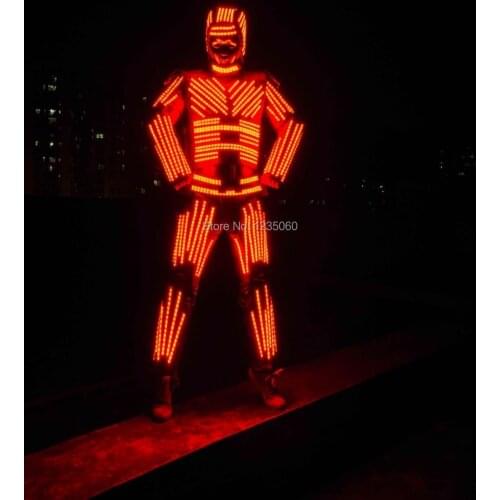 LED Clothing Glowing Helmet 2020New Robot Suits Luminous Stilts Costumes Talent Show Mens Ballroom Dance Dress Accessories
