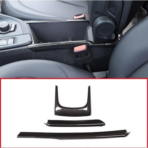 Carbon fiber Style ABS Car Armrest Box Decoration Strip Trim For BMW X1 F48 2016 - 2018 Car Accessories 3pcs/set