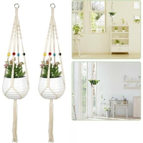 Hanging Plant Net Basket Macrame Plant Hanger Flower Pot Planter Hanger Wall Decor Courtyard Garden Hanging Planter Hang Basket