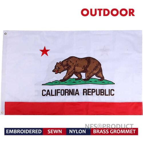 Embroidered California Flag USA Outdoor Waterproof Nylon 3x5 Feet Decorative American Flags and Banners US United States