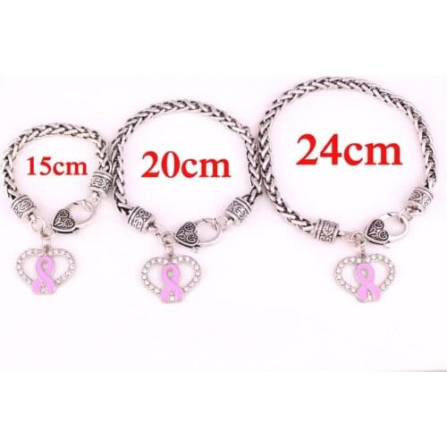 Trendy Charm Bracelet For Women Heart Pendant Ribbon Pattern With Sparkling Crystals Good Gift Zinc Alloy Dropshipping