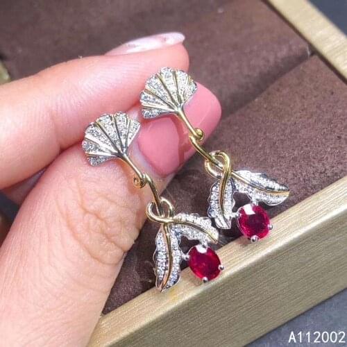 KJJEAXCMY fine jewelry natural ruby 925 sterling silver women gemstone earrings new Ear Studs support test luxury hot selling
