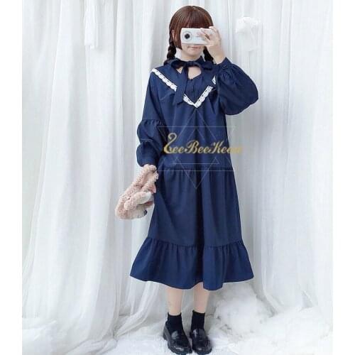 Cute Girl College Student Cosplay Costume Girls Anime cosplay Sweet Lolita Dress Adult Bubble Long sleeve Loose Skirt For Women