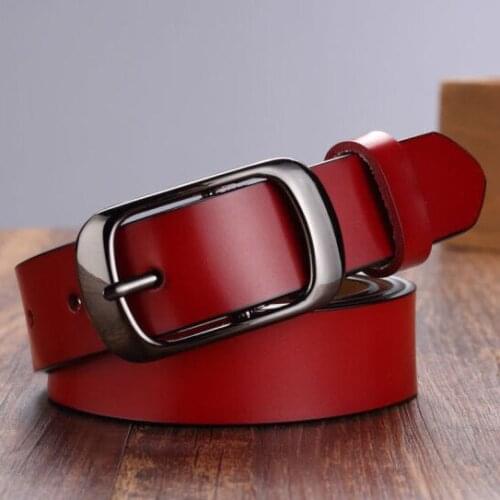 Real cowhide female belt student simple wild ins wind cowhide pin buckle jeans decorated wide belt female