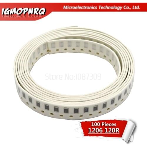 100PCS 1206 SMD Resistor 5% 120 ohm chip resistor 0.25W 1/4W 120R 121