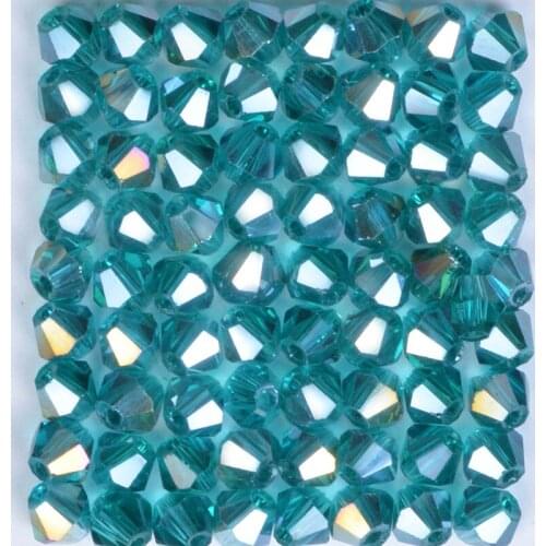 Hot Sale 100pcs 4mm Peacock Blue AB Bicone Austria Crystal Beads charm Glass Beads Loose Spacer Bead for DIY Jewelry Making