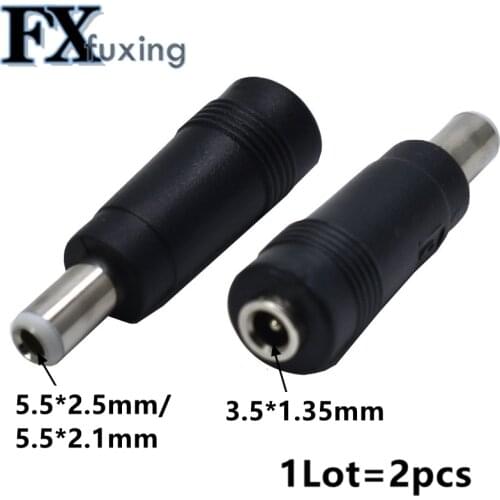 2pcs 5.5 x 2.1 / 5.5 x 2.5 mm Male To 3.5 x 1.35 mm Female DC Power Connector Adapter Laptop 5.5*2.1 / 5.5*2.5 to 3.5*1.35mm New
