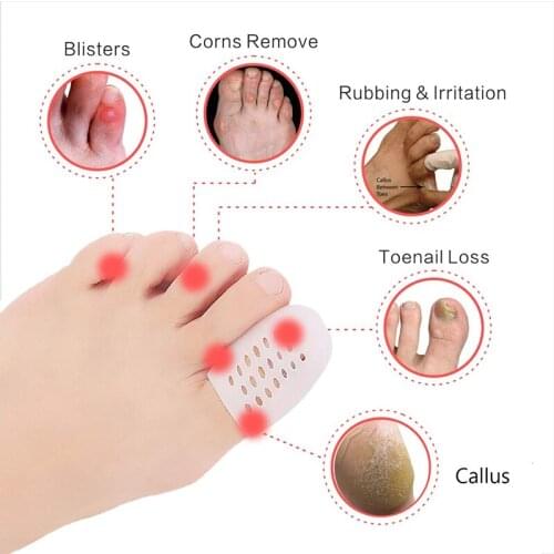 2pcs=1Pair Silicone Toe Separator Corn Blister Soft Gel Foot Care Tool Toe High Heel Friction Finger Anti-Wear Protective Cover