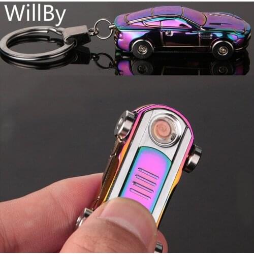 2PCS.LOT Mini Sport Car Shape Metal Windproof USB Rechargeable Cigarette Lighters