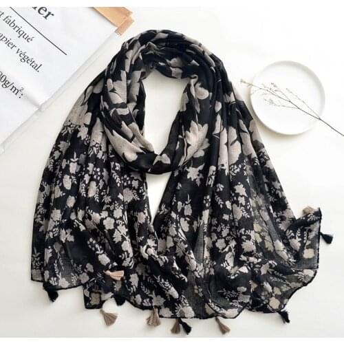 2021 Fashion Newest Floral Printed Pattern Cotton Tassel Scarf Shawls 10pcs/lot