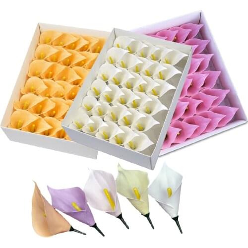 30Pcs/Set 6cm Soap Flowers Calla Lily Artificial Flowers Wedding Decoration Decor Fake Flowers Diy Gift Bouquets