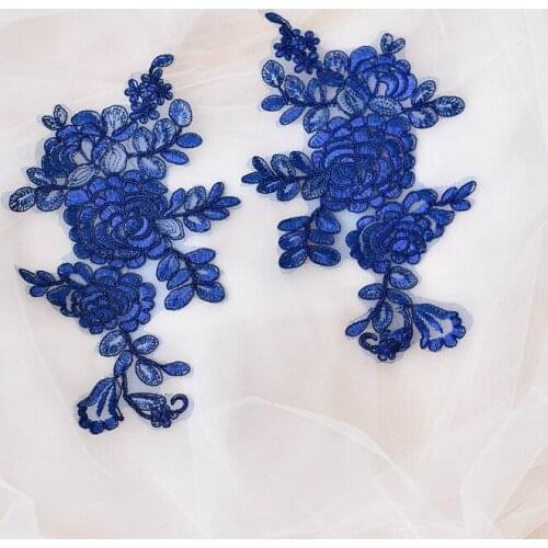 4pairs/lot 25*13cm 13 color Exquisite car bones peony flower lace applique wedding embroidery handmade clothes DIY material A787