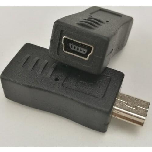 500pcs/lot 90 Degree Left Angle Mini 5pin USB B Male To Female Plug Connector Adapters