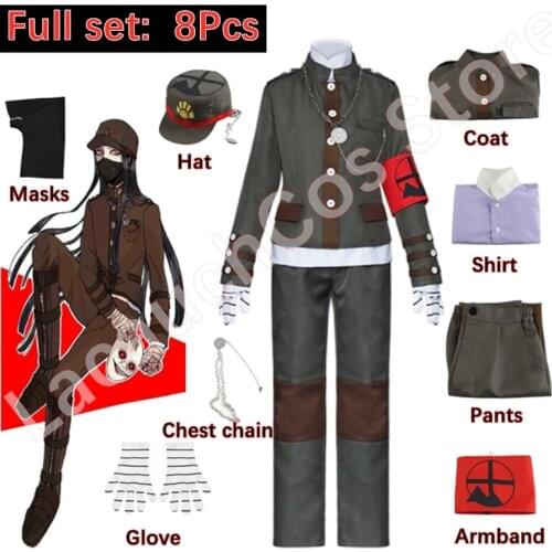 Danganronpa V3: Killing Harmony Korekiyo Shinguji Cosplay Anime Costume Outfit School Uniform Korekiyo Shinguji Cosplay Wig 9PCS