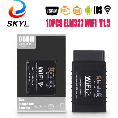 SKYL 10PCS ELM 327 V1.5 wifi OBD2 wifi Scanner ODB2 ELM327 V1.5 WIFI For Android/iOS OBD 2 OBD2 Car Diagnostic Auto Tool