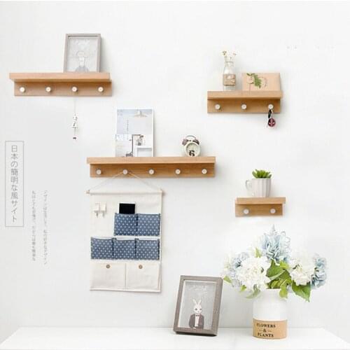 Home/Office Bamboo Shelf Organizer Wall Decorative Storage Rack For Flower Pot Artwork Bathroom Kitchen Wall Organizers Hook