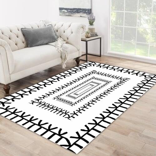 White black color black shape line patterned modern carpet rug free shipping soft textured carpet