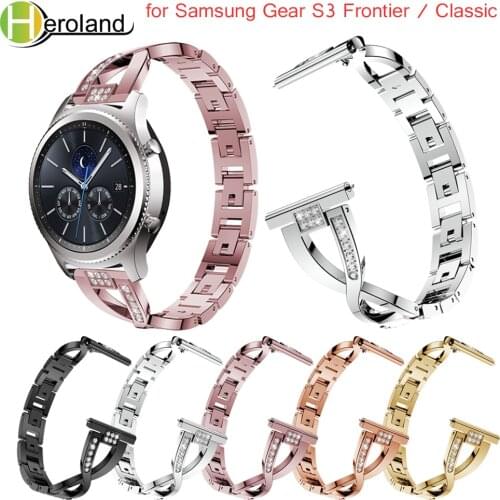 Bracelet starp for Samsung Gear S3 Frontier / Classic Watch Band Replacement smart wristband stainless steel Crystal For Gear S3