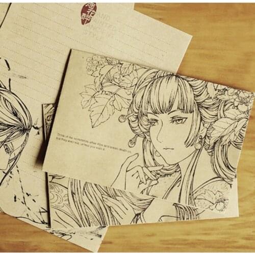 2Pcs/Pack 13.5*9cm/pc Japanese Manga Pretty Girl Paper Envelope For Shcool Office Stationery Postcard And Letters Bag
