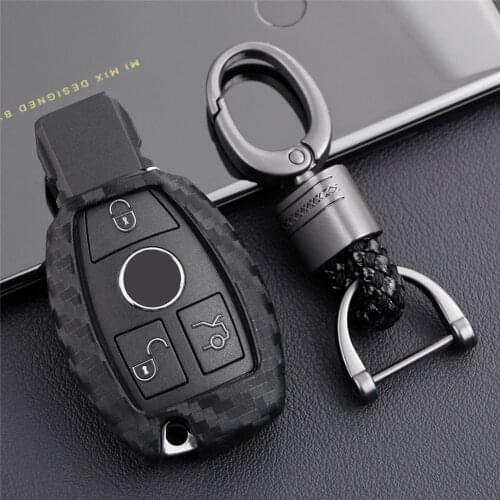 Carbon Fiber Car Key Bag Case Car Keychain For Mercedes Benz BGA AMG W203 W210 W211 W124 W202 W204 W205 W212 W176 Silicone Cover