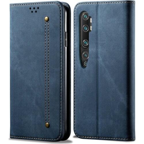 Retro Flip Case For Xiaomi Mi Note 10 Pro Case Denim Fabirc Stand Wallet Back Cover For Xiaomi Mi Note 10 Cc9 Pro Fundas