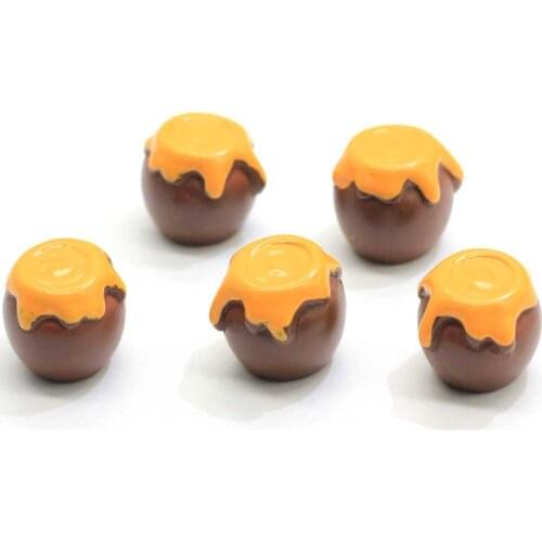 Flat Back Resin Simulation Food Brown Honey Pot Cup 15MM Resin Honey Pot Ornaments Fairy Garden Terrarium Decoration