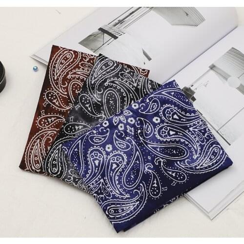 Retro Old Color Blue Black Coffee Cotton Paisley Bandanas Men Tie Dye HeadScarves Women Hiphop Headband Riding Masks Headwear