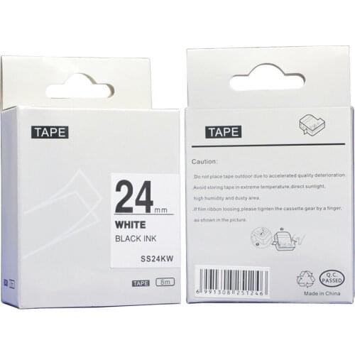 Label Cassette Black On White 24mm*8M SS24KW 100% Compatible Label Tape for EPSON/KingJim Label Printers