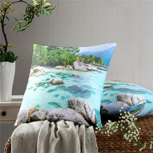 Beautiful Seaside Pillow Case Decoration Sofa Cushion Pillow Case Bed Pillow Case Home Decoration Car Pillow Case