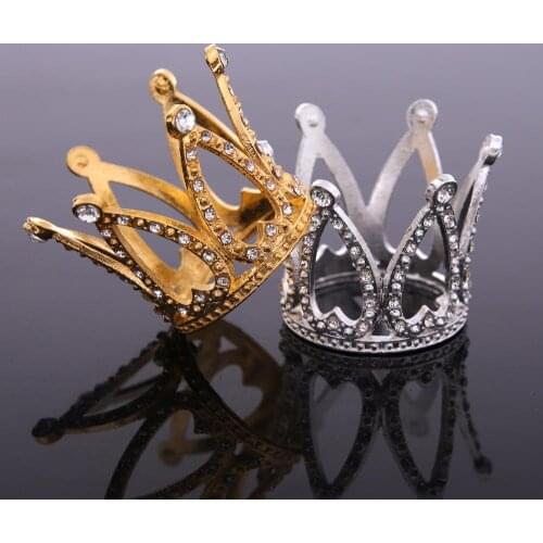 Mini Crown Princess Topper Crystal Pearl Tiara Children Hair Ornaments Wedding Birthday Party Cake Decor Tools Baking Supplies