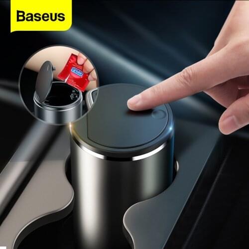 Baseus 500ml Car Trash Can Small Auto Desktop Garbage Bin Trashcan Dust Waste Bin Ashtray Rubbish Storage Holder Compost Dustbin
