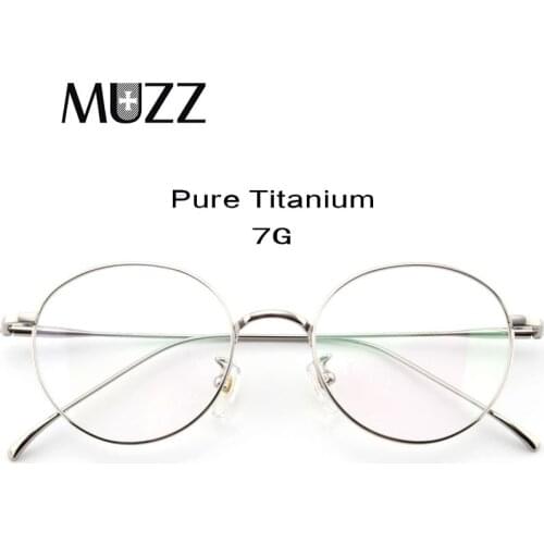 MUZZ Pure Titanium Men Round Eyeglasses Frame Optical Frames Unisex Glasses Retro Eyeglasses Prescription Women myopia frames