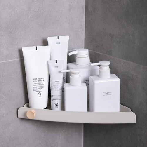 Wall-mounted Shelf Punch-free Self-adhesive Soap Storage Rack Triangular Wall Corner Iron Toiletries Holder Bath Ball Hanger 1PC