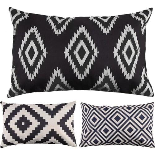 Square Black and White Geometry Figure Cotton Linen Throw Pillow Cover Waist Cushion Case Soft Bed Car Seat Home Decor Almofadas