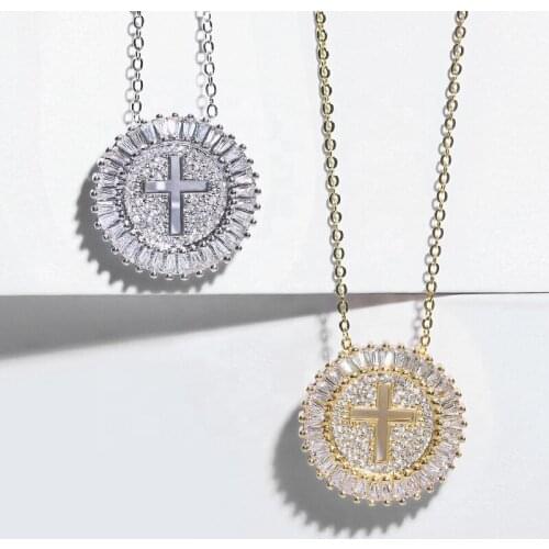 New Products Encrusted Zircon Hollow Cross Necklace Exquisite Shiny Zircon Couple Necklace Jewelry