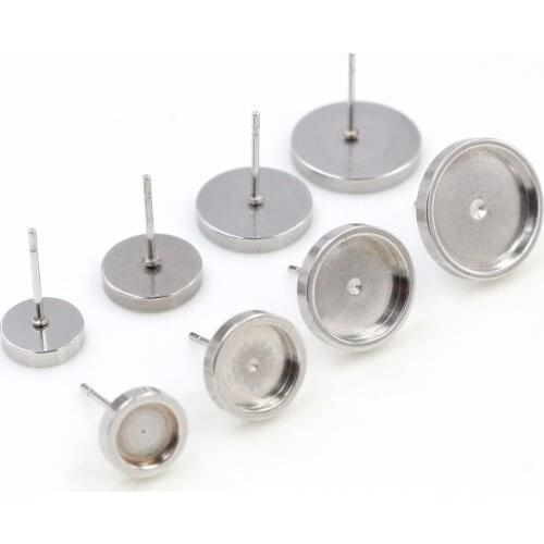Never Fade ) 6 8 10 12mm 10pcs/lot Thicken Stainless Steel Earring Studs,Earrings Blank/Base,Fit 6 8 10 12mm Glass Cabochons