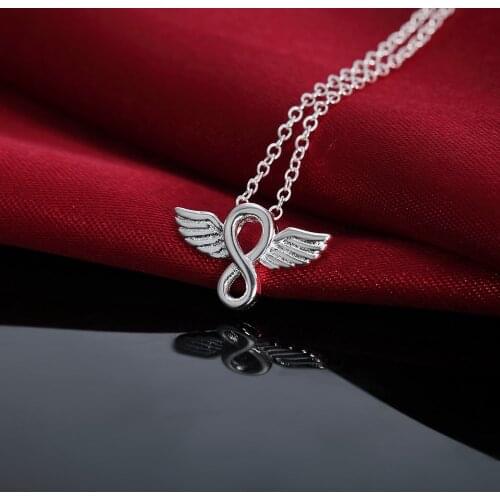 New fashion 925 Sterling Silver cute Little angel wings Pendant Necklace For Women Valentines Day Gifts luxury Wedding Jewelry