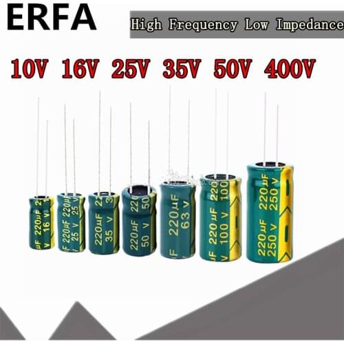 New 10V 16V 25V 35V 50V 400V High Frequency Low ESR Aluminum Capacitor 100UF 220UF 330UF 470UF 680UF 1000UF 1500UF 2200UF 3300UF