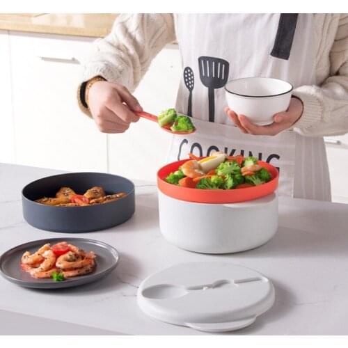Microwave Oven Steamed Vegetable Container Four-in-one Steamer Rice Cooker Heating Multi-layer Steamer Steamer Rice Steam Box
