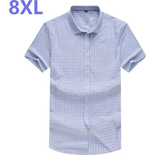 10XL 8XL 6XL 5X Plaid Shirt Men Shirts New Summer Fashion Chemise Homme Mens Checkered Shirts Short Sleeve Shirt Men Blouse