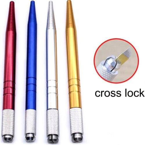 20pcs Manual Permanent Makeup Embroidered Eyebrow Tattoo Pen Caneta Tebori Microblading Stainless Steel Material Lock-Pin Device