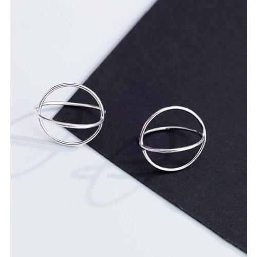 Geometric Ball Stud Earrings Line For Women Vintage Simple Punk Hip Hop Design Charm Female Student Lady Daily Jewelry BOYULIGE