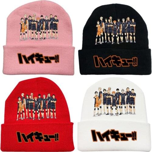 Anime Haikyuu Karasuno High School Volleyball Club Hinata Shoyo Warm Beanie Hat Star Cap Cosplay Knitted Hats Prop Xmas Gift