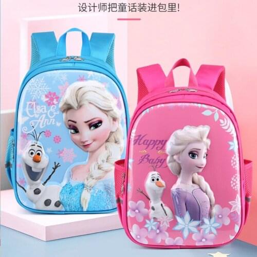 Disney elsa princess school bag girl kindergarten cutebaby girls handbag frozen backpack